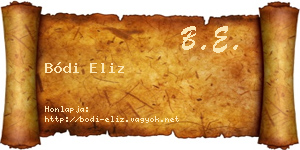 Bódi Eliz névjegykártya